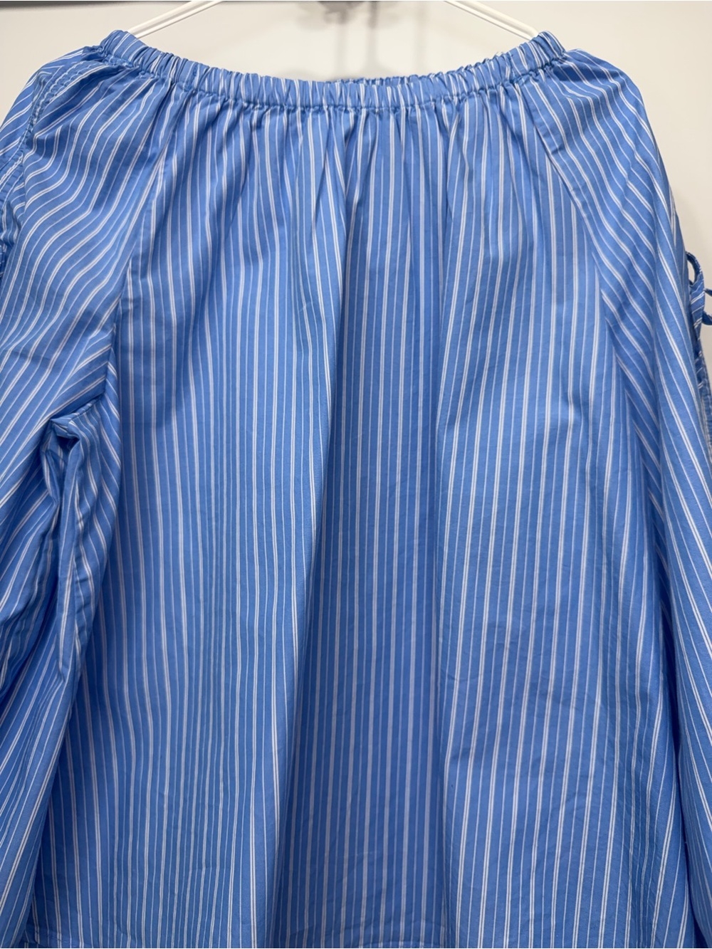 Blue & White striped peasant blouse | size medium - Picture 5 of 10
